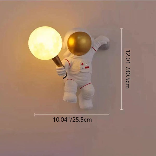 Contemporary Creative Cartoon Astronaut Resin ABS 1-Light Wall Sconce Lamp For Bedroom