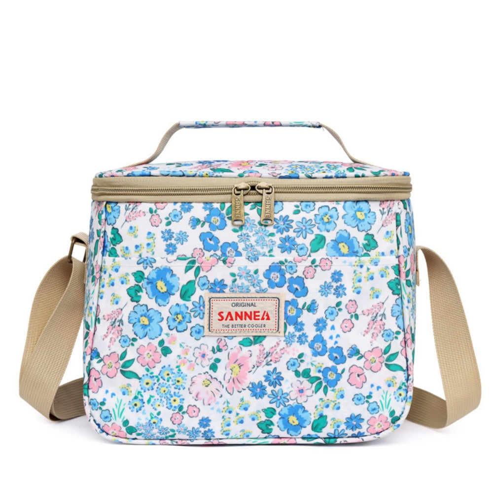 Bolsa de almuerzo aislada retro floral con estilo