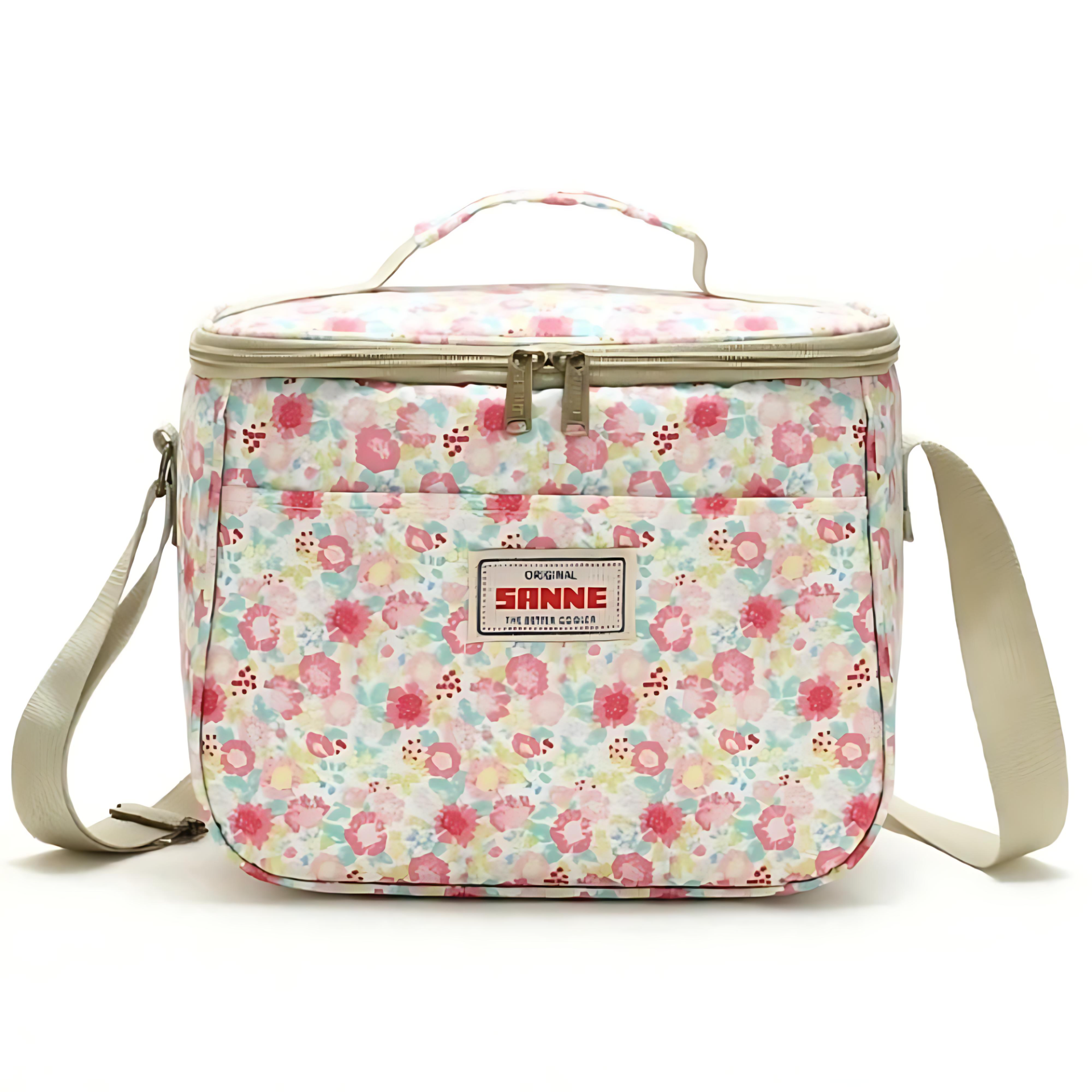 Bolsa de almuerzo aislada retro floral con estilo