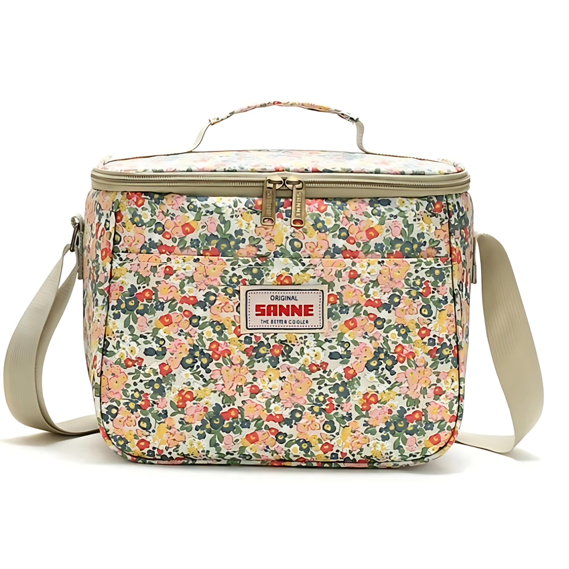 Bolsa de almuerzo aislada retro floral con estilo