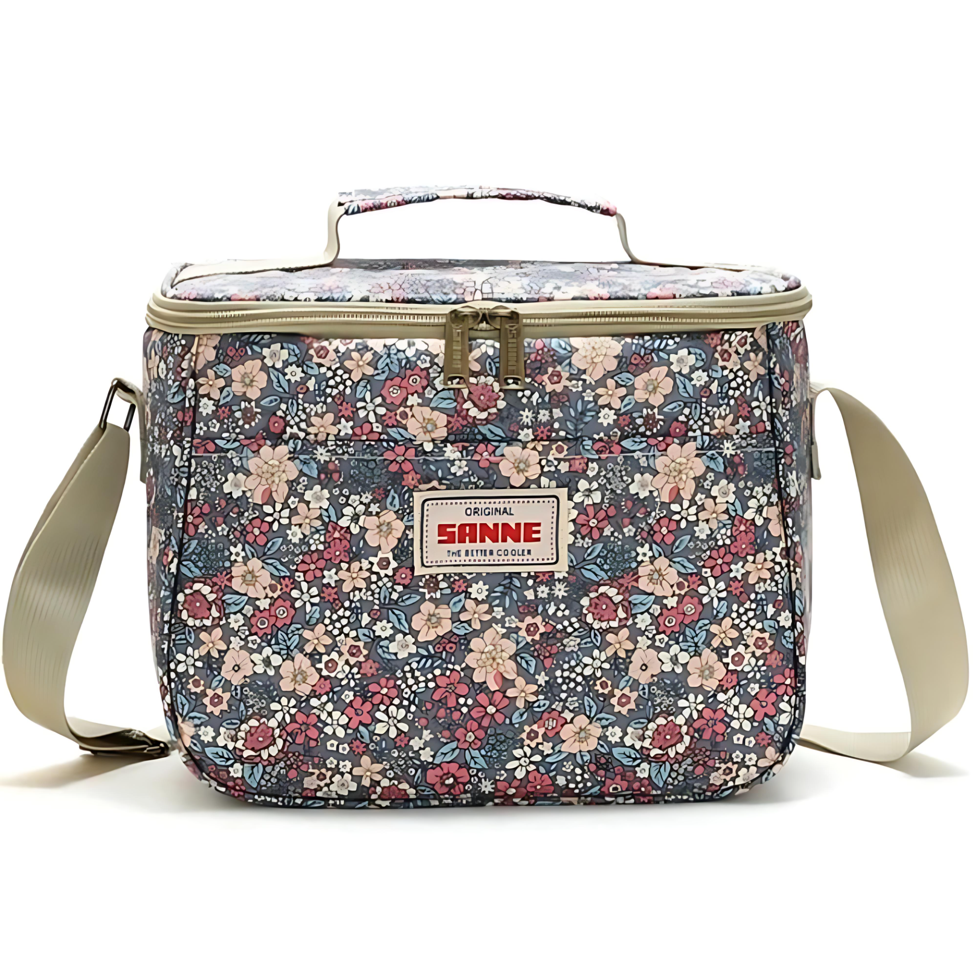 Bolsa de almuerzo aislada retro floral con estilo