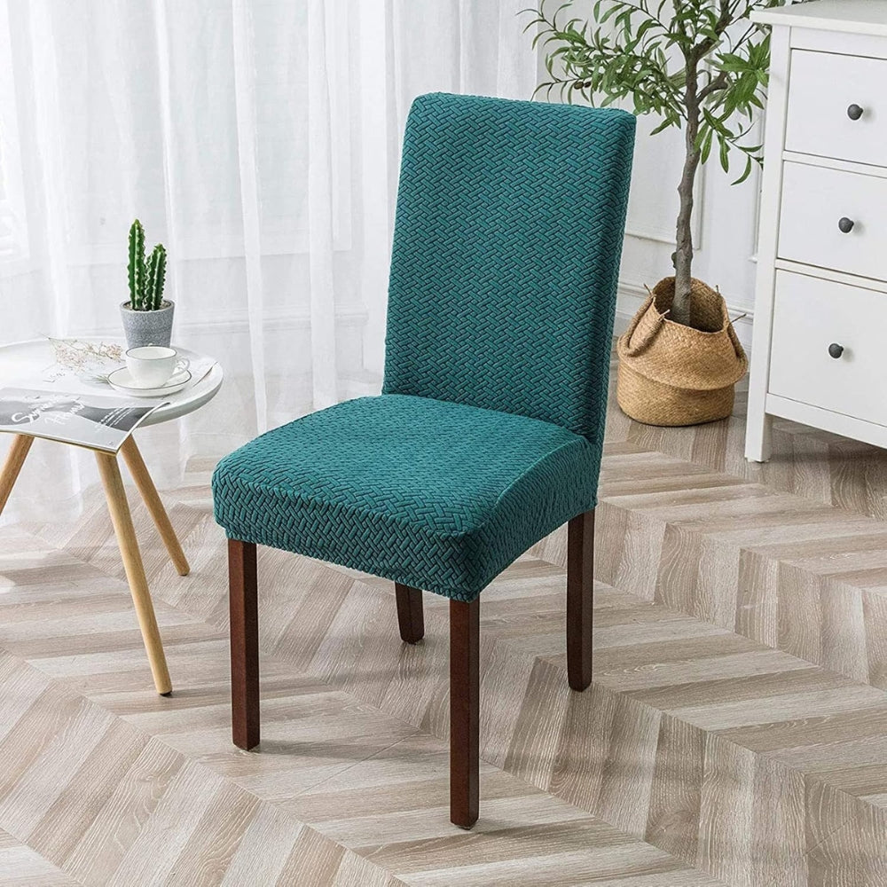 Sylva Jacquard Samt Stretch Stuhlhusse für Esszimmerstühle