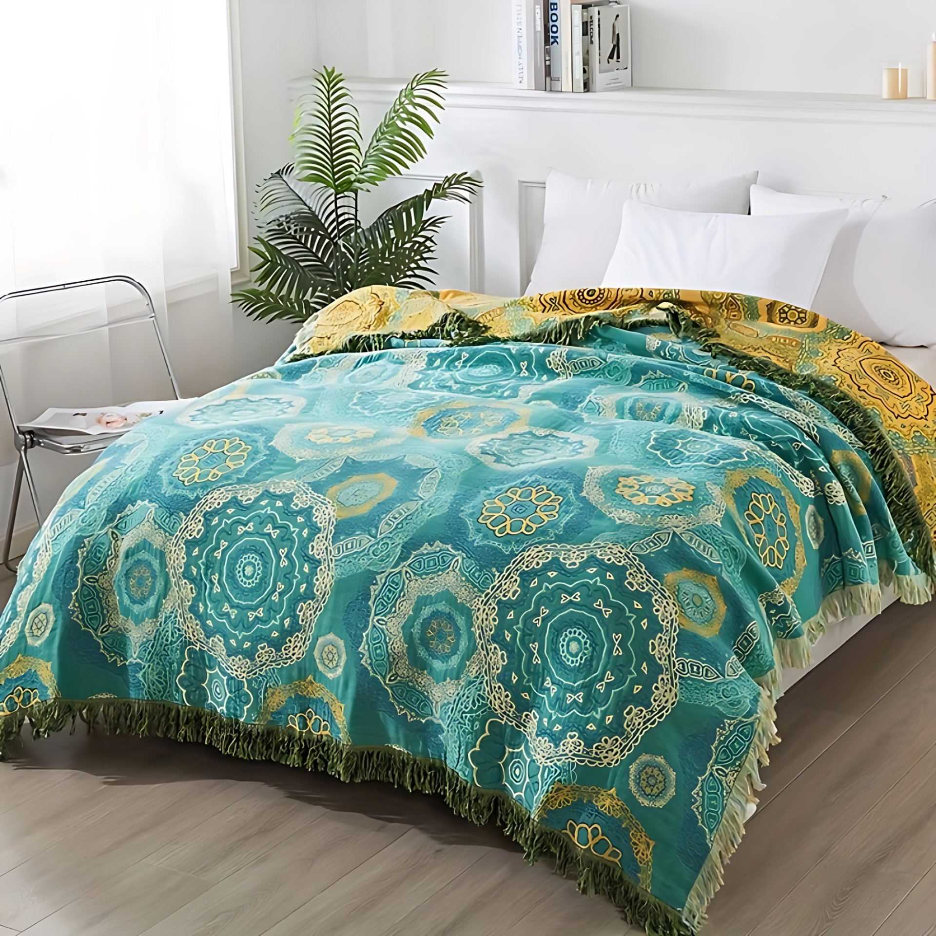 Manta Cuatro Estaciones de Algodón Mandala Teal