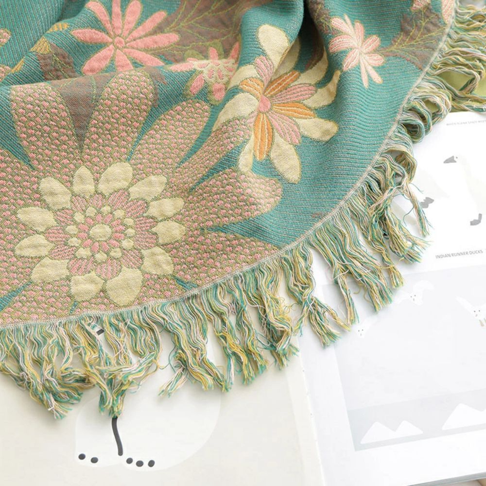 Üppige Blüte Wendbare Jacquard-Decke
