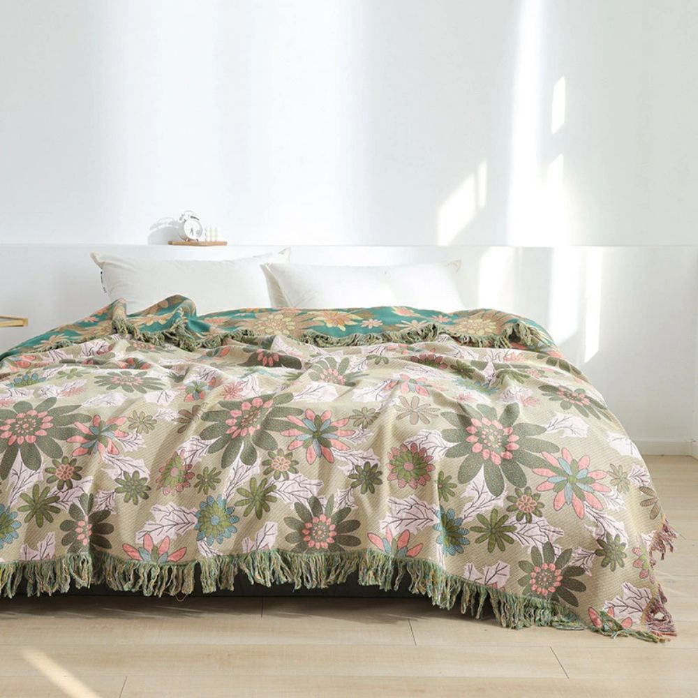 Üppige Blüte Wendbare Jacquard-Decke