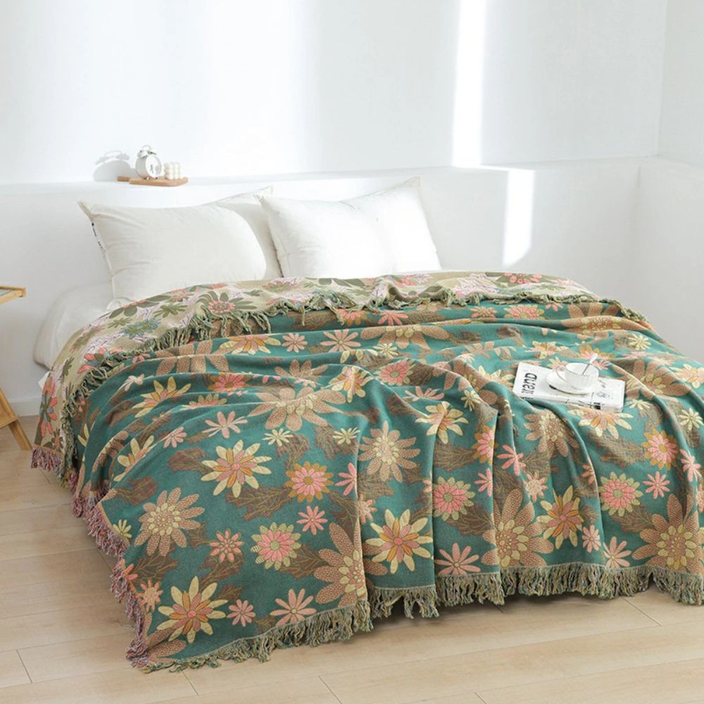 Üppige Blüte Wendbare Jacquard-Decke