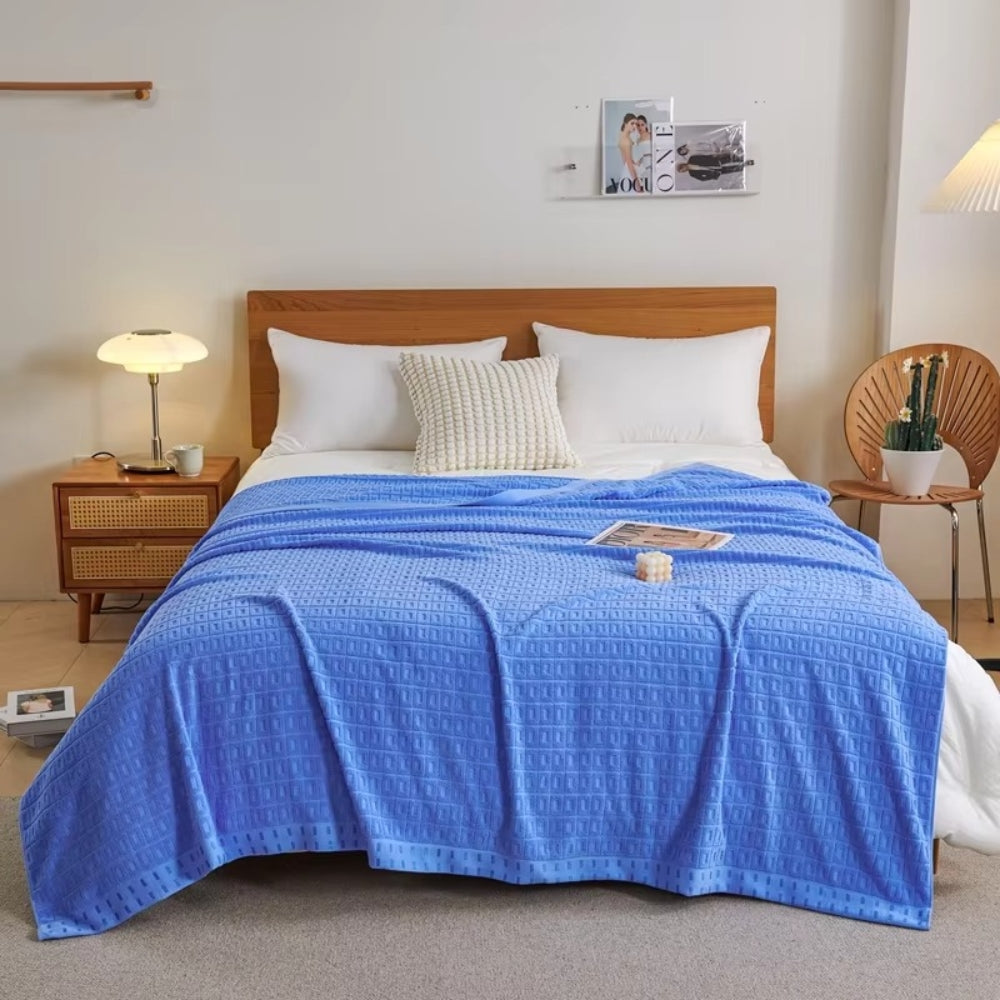 Plaid de Lit d'Été en Coton Nid d'Abeille