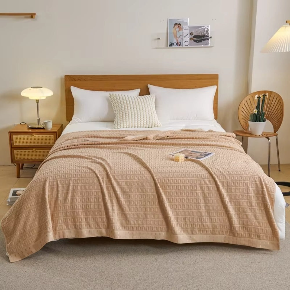 Plaid de Lit d'Été en Coton Nid d'Abeille