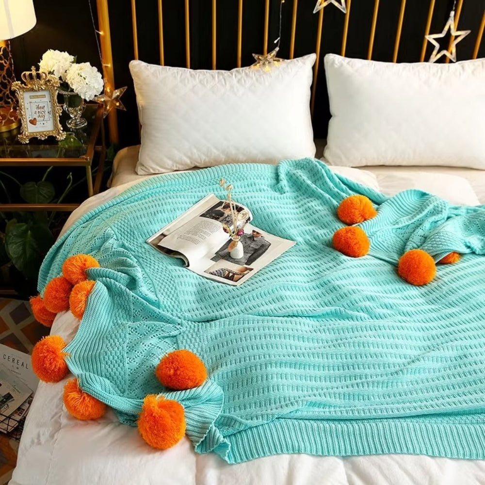 Manta Esponjosa con Pompones Macaron Whimsy