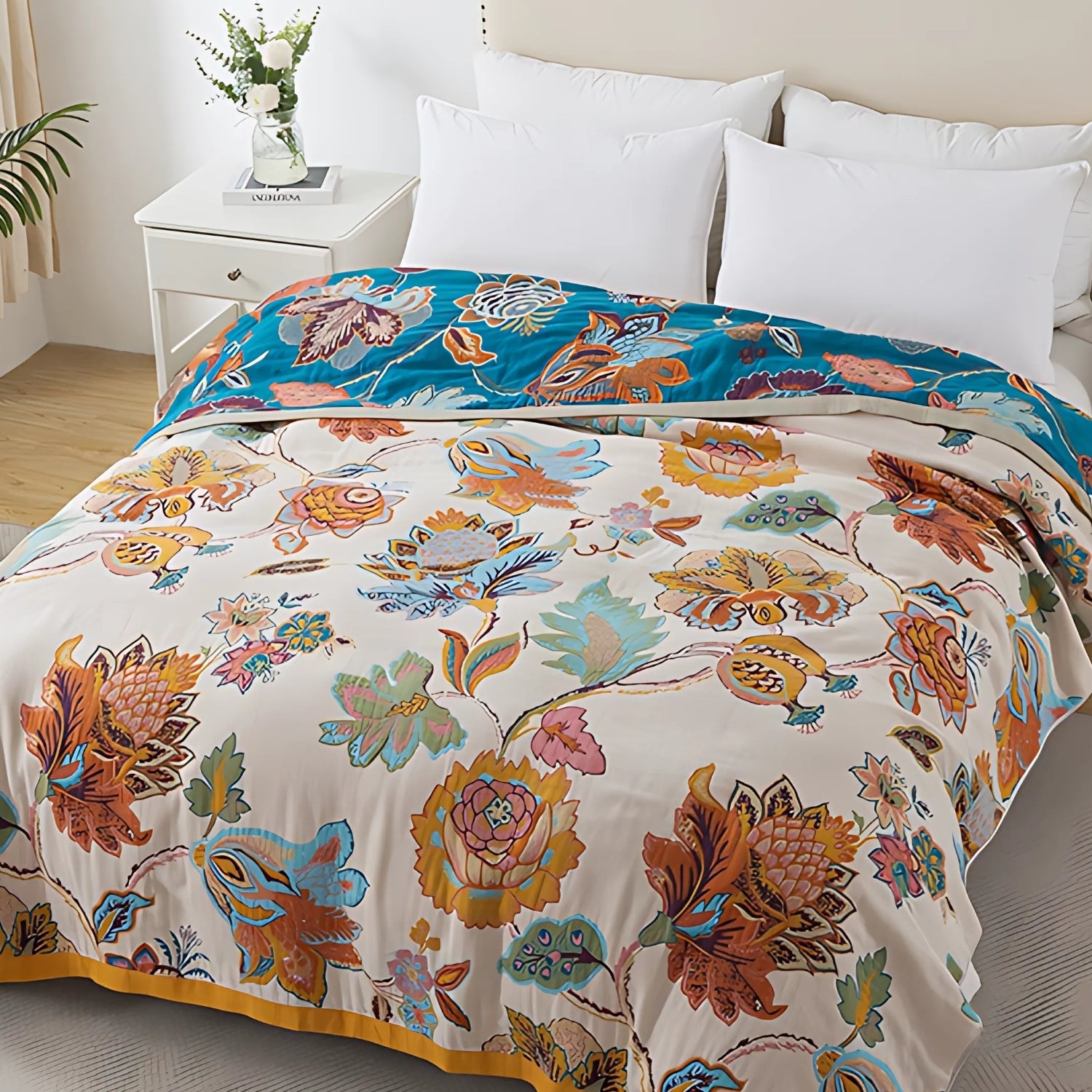 Couverture Réversible en Coton Flora Wildbloom