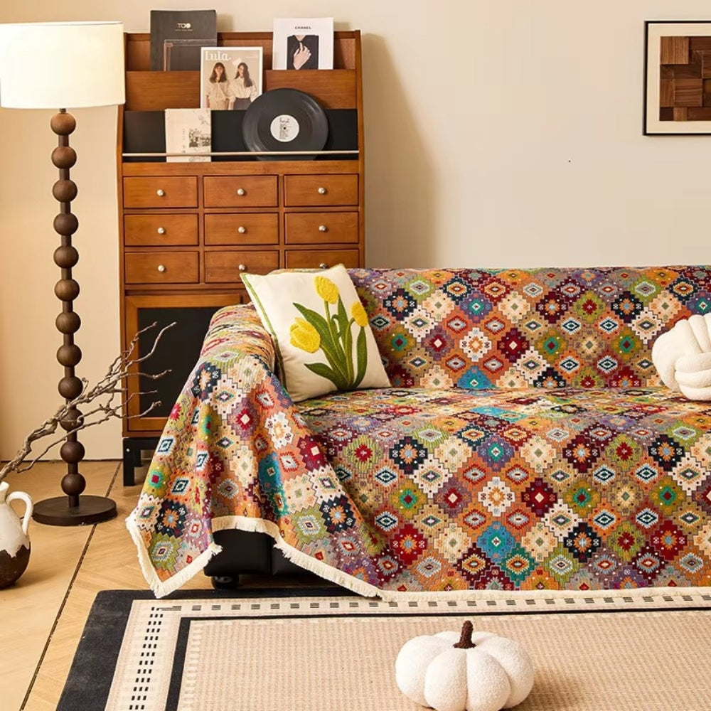 Funda de sofá Zahara Kilim tribal geométrica