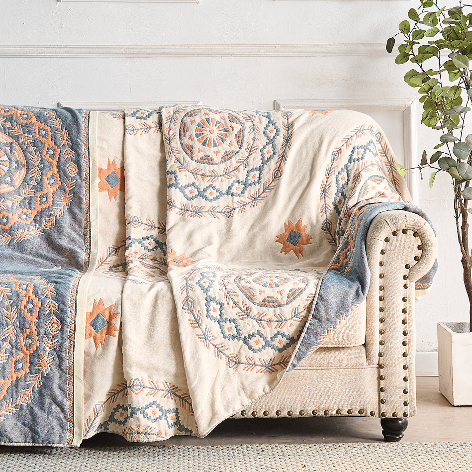 Ruhiges Mandala | Baumwoll-Wohndecke
