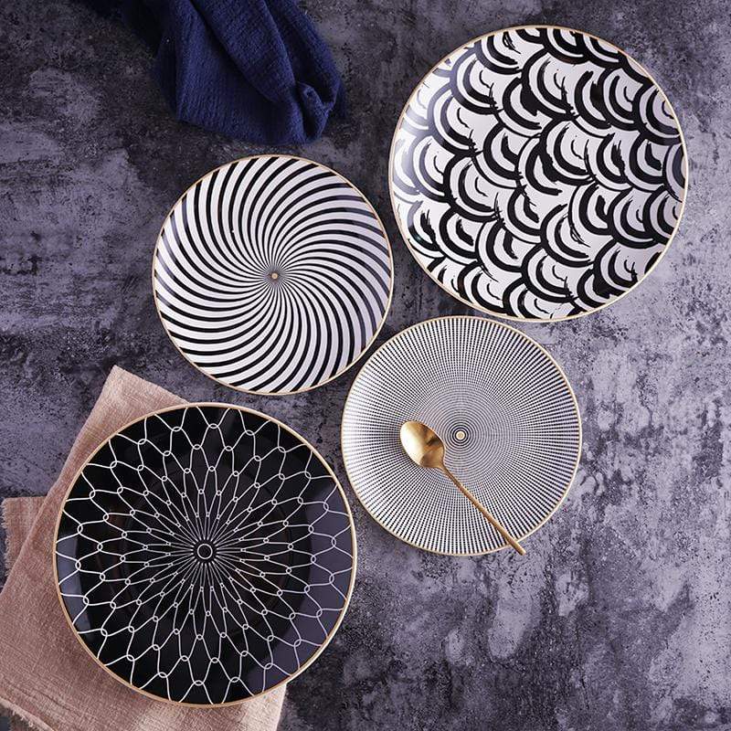 Assiette en céramique ronde à motifs abstraits | Virelle Maison