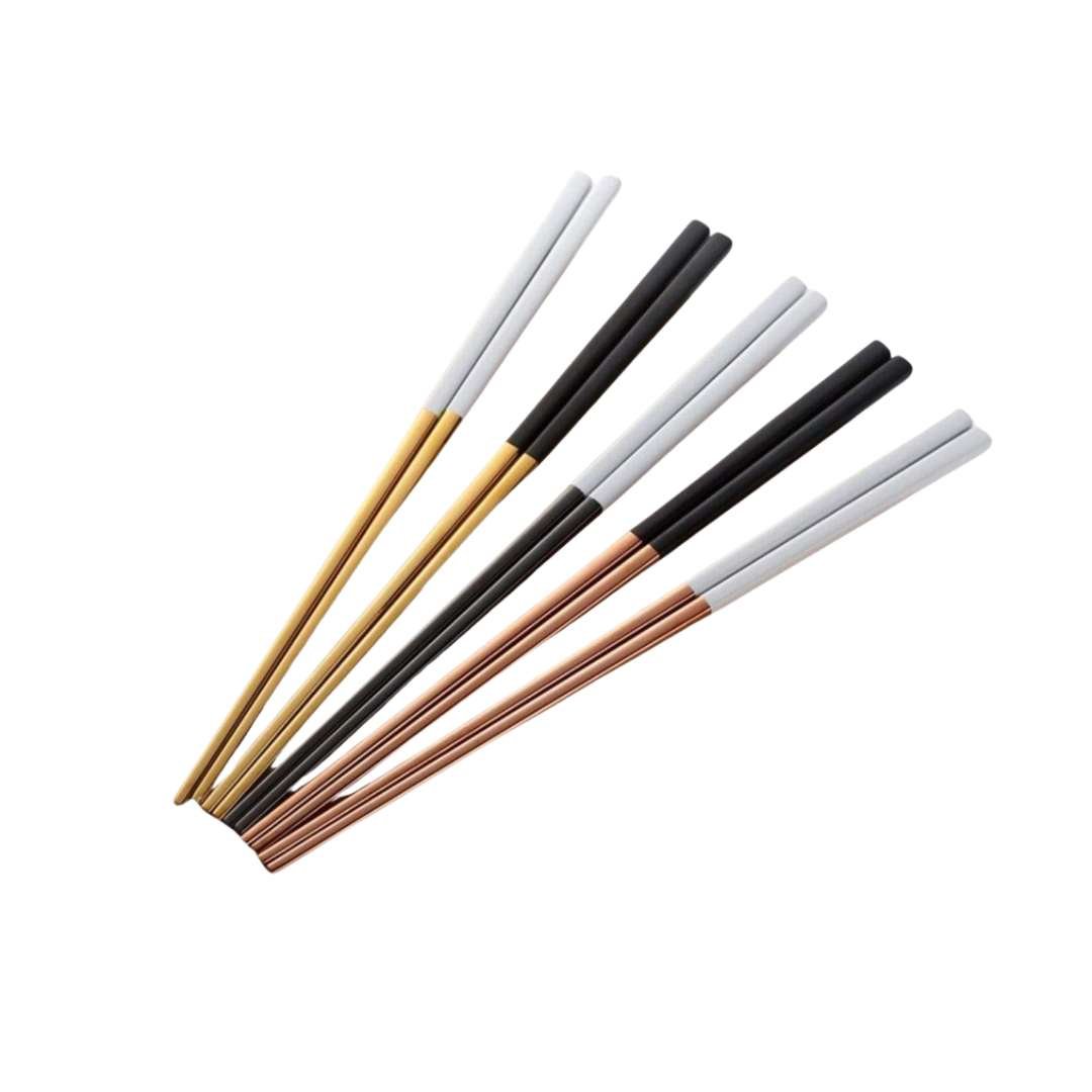 Baguettes japonaises en acier noir mat texturé, lot de 5 | Virelle Maison