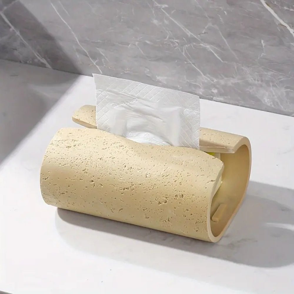 Boîte à mouchoirs en grès naturel au design courbé