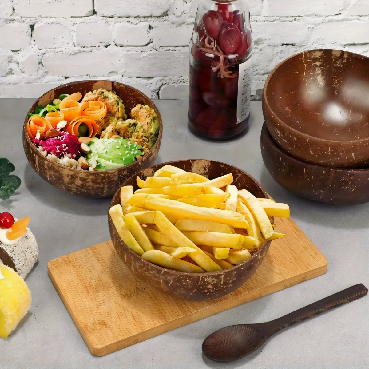 Bols en noix de coco artisanaux en bois naturel | Virelle Maison