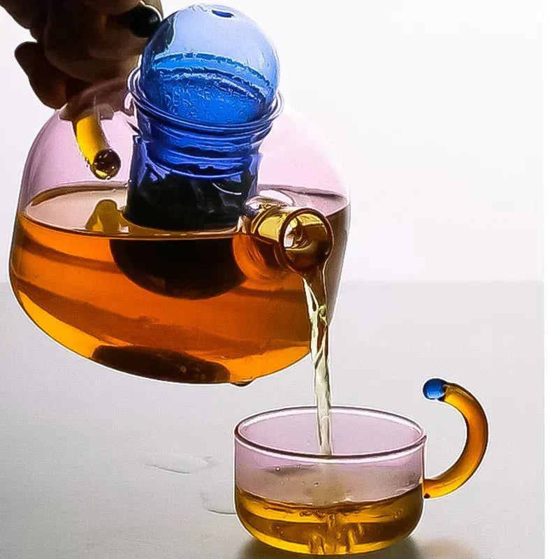 Bouilloire translucide en verre borosilicate avec tasses | Virelle Maison