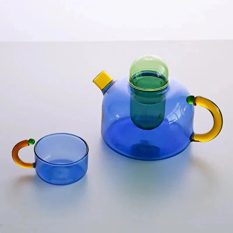 Bouilloire translucide en verre borosilicate avec tasses | Virelle Maison