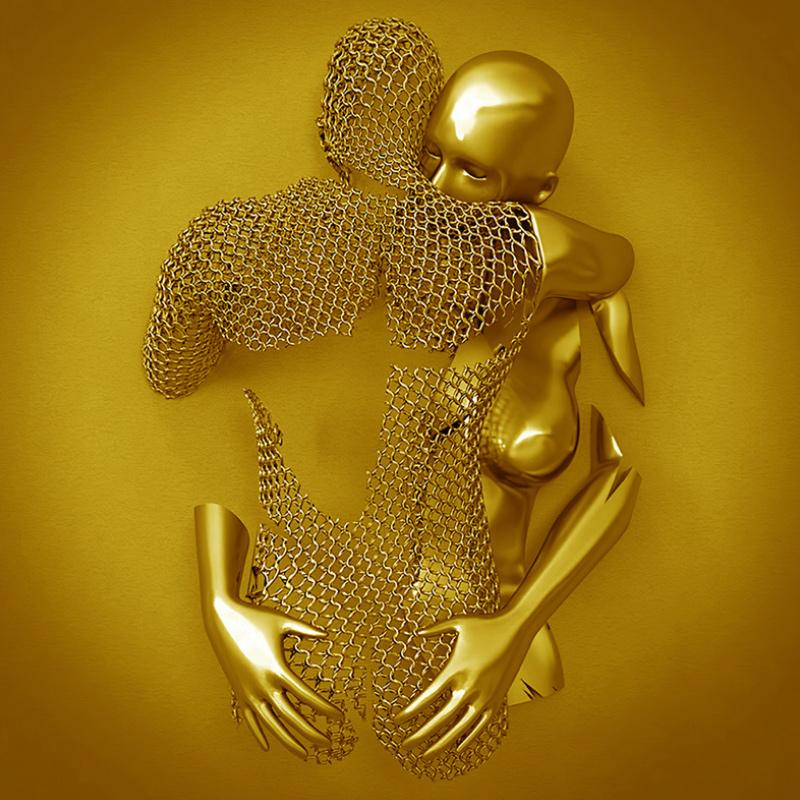 Canvas Art with Metal Figure - AmorArte