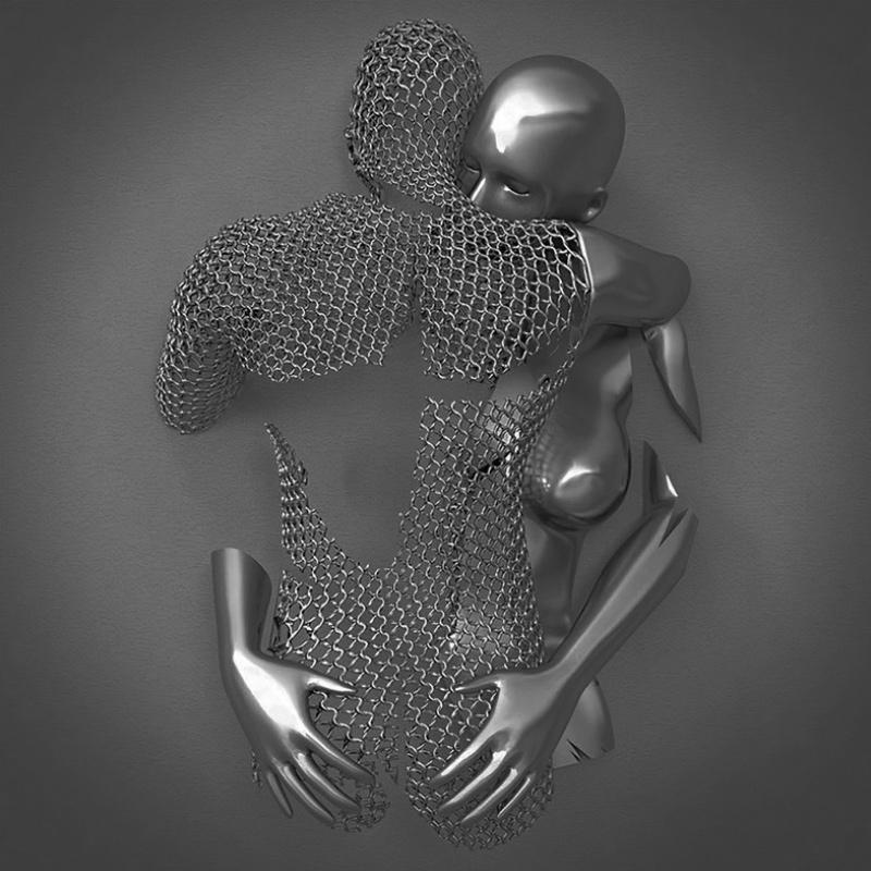 Canvas Art with Metal Figure - AmorArte