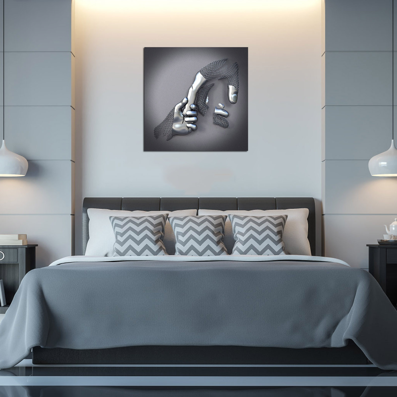 Canvas Art with Metal Figure - AmorArte