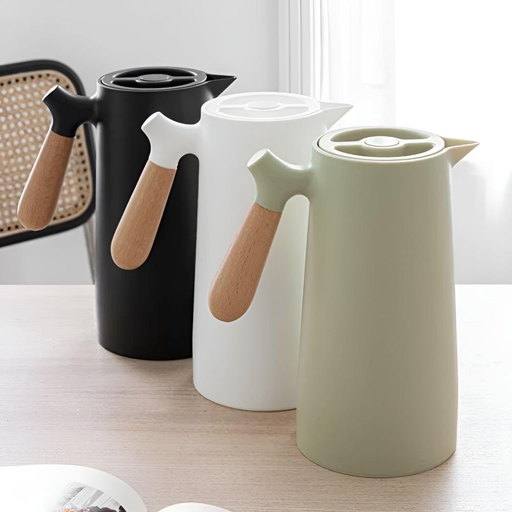 Jarra isotérmica de acero con asa de madera natural | Virelle Maison