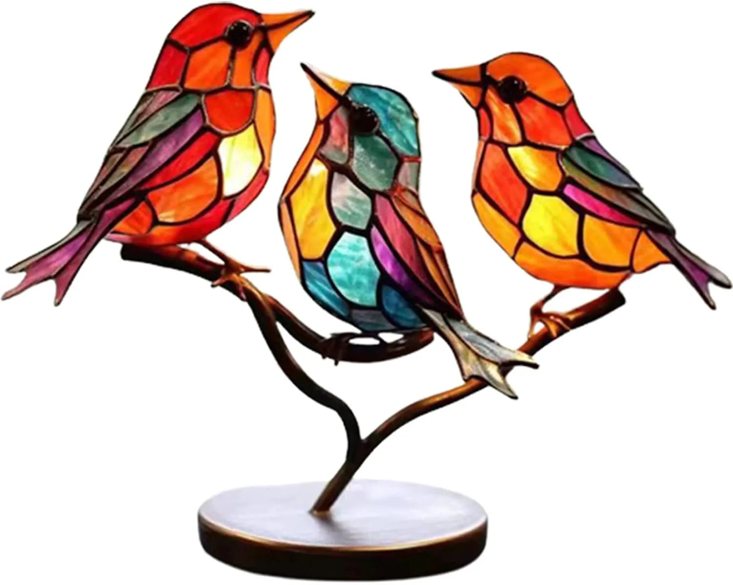 ColorBirds - Coloured Birds on Branch Decorative Sculpture