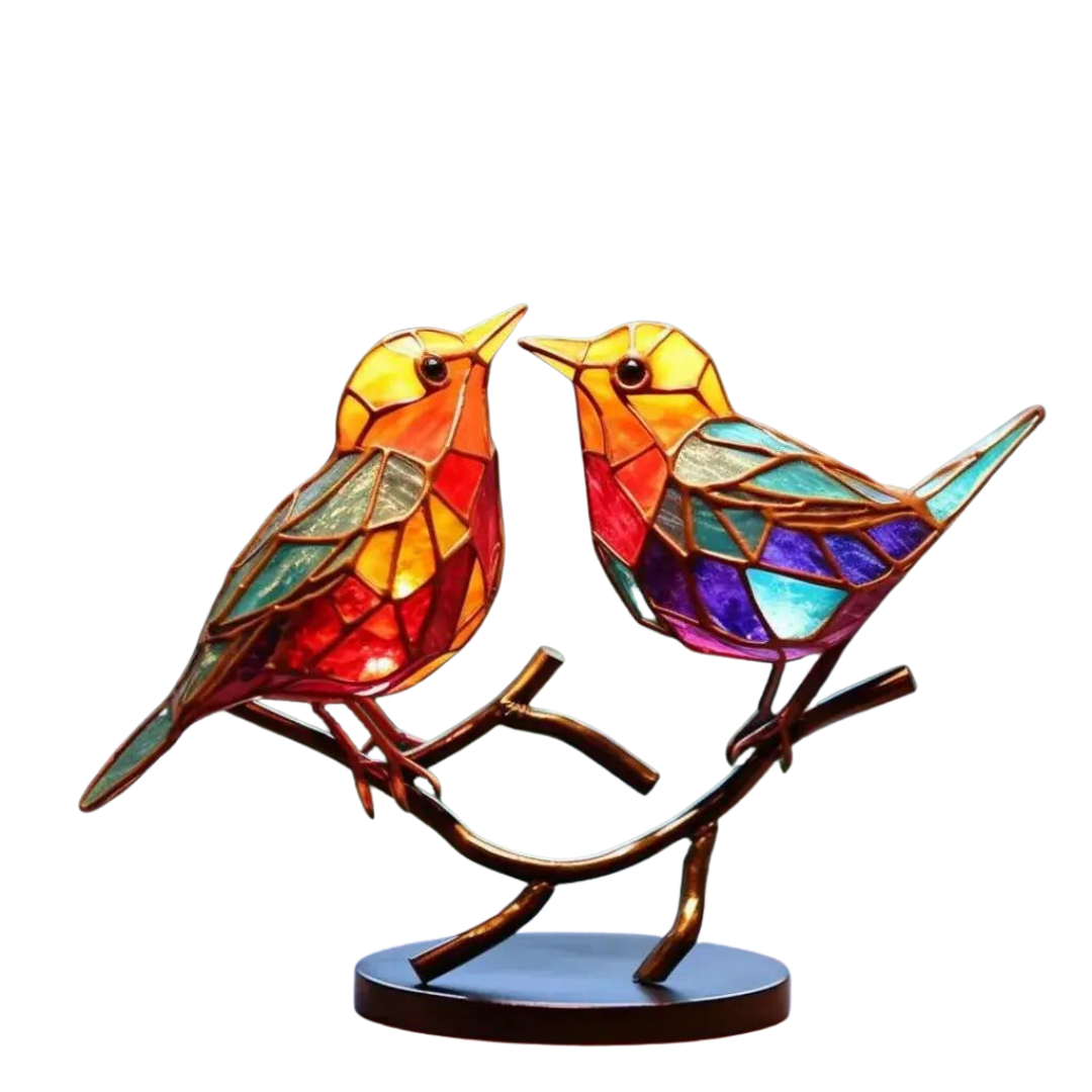 Colored Birds on Branch Decorative Figure - ColorBirds