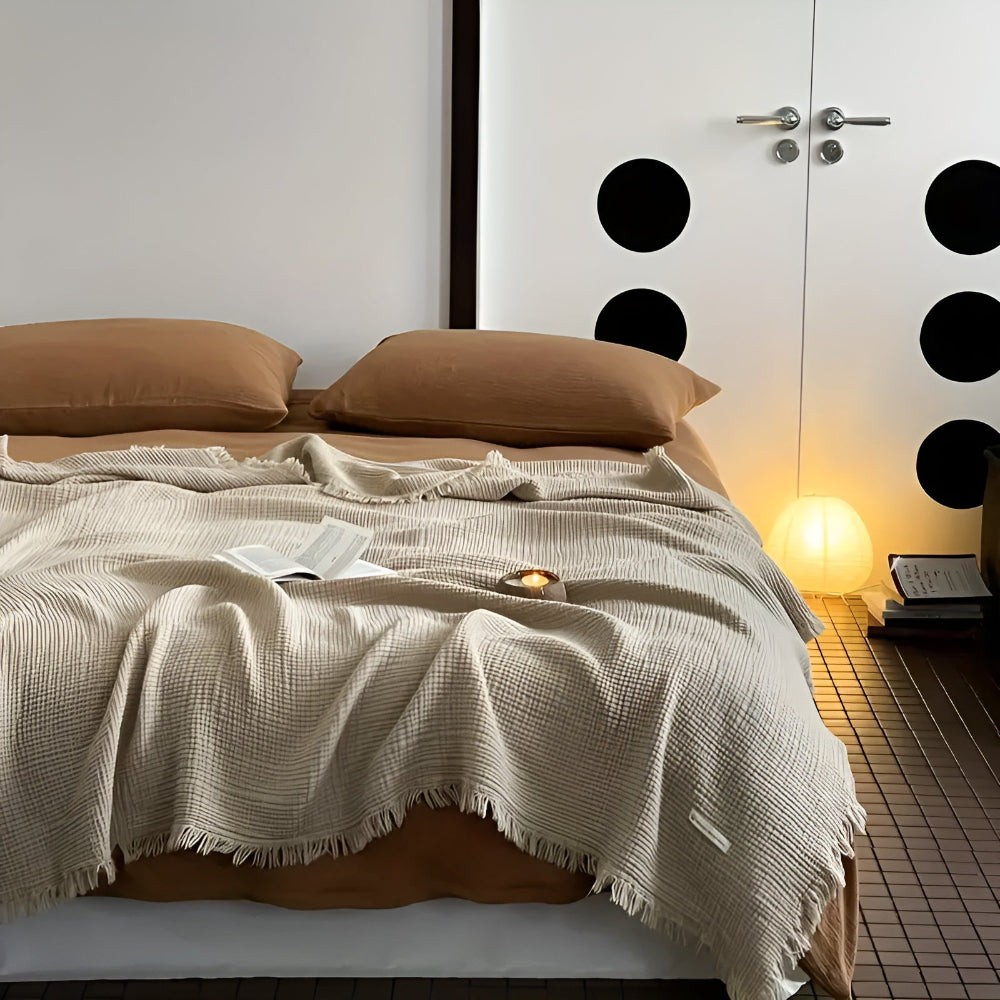 Baumwoll Crinkle Quasten-Decke