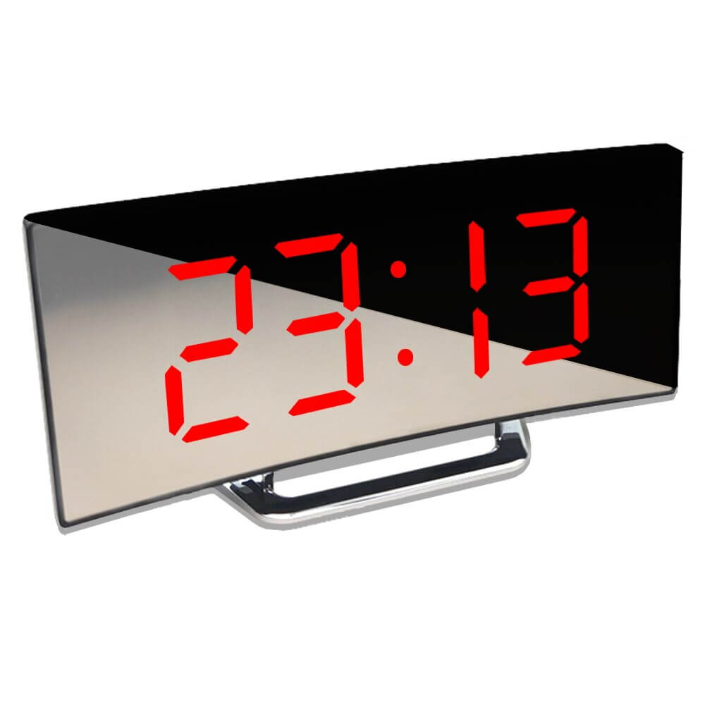 Curved LED Digital Alarm Clock with Modern Design - LumiCurve