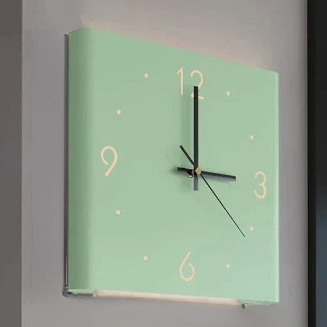 Double-sided Square Wall Clock with Lighting - TimeLume