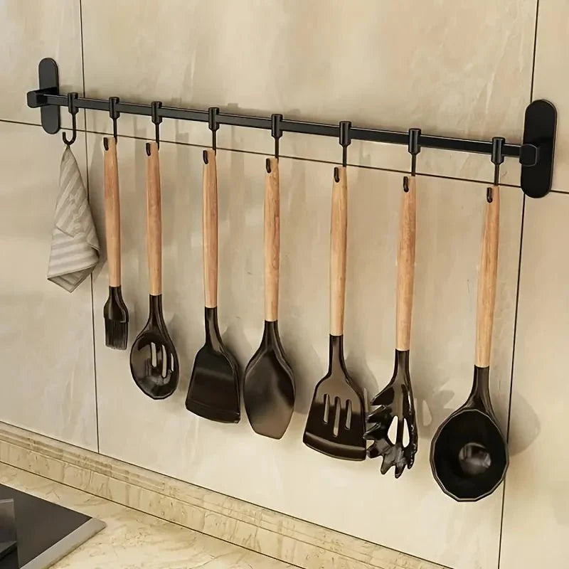 Étagère murale en acier noir pour ustensiles de cuisine | Virelle Maison