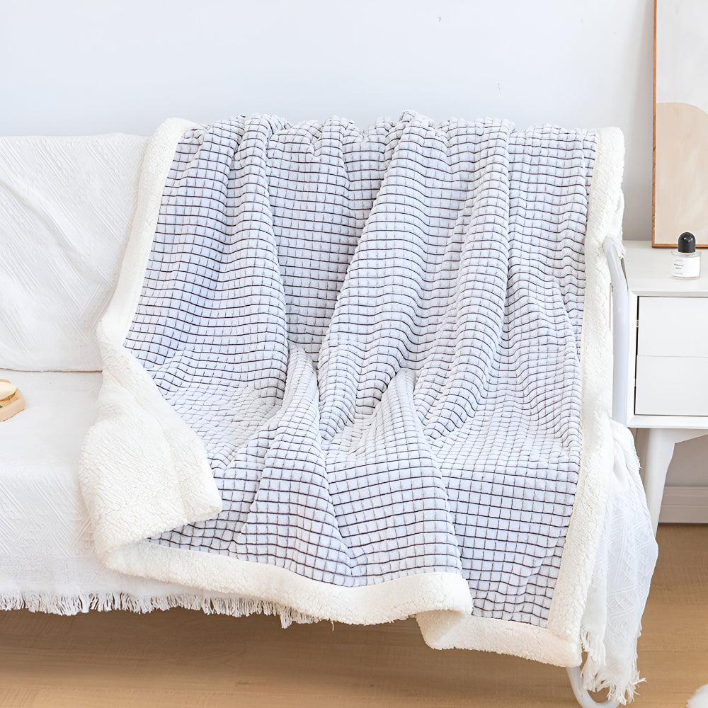 Manta Cálida de Sherpa con Textura de Waffle