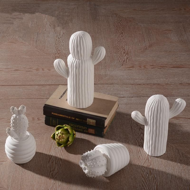 Hommfer – Collection de Cactus en Porcelaine Blanche