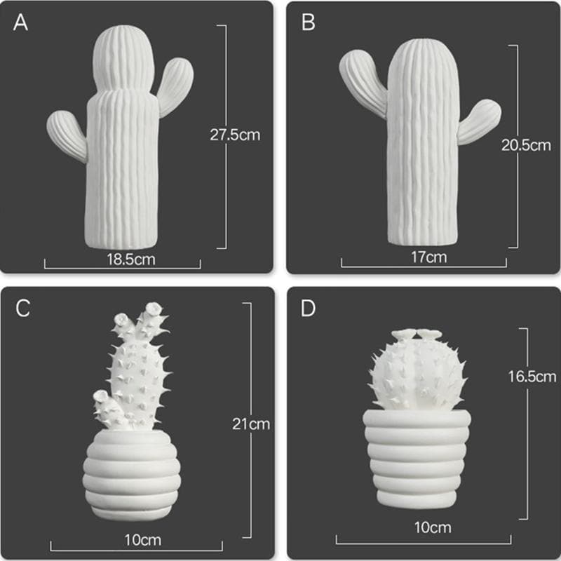 Hommfer – Collection de Cactus en Porcelaine Blanche
