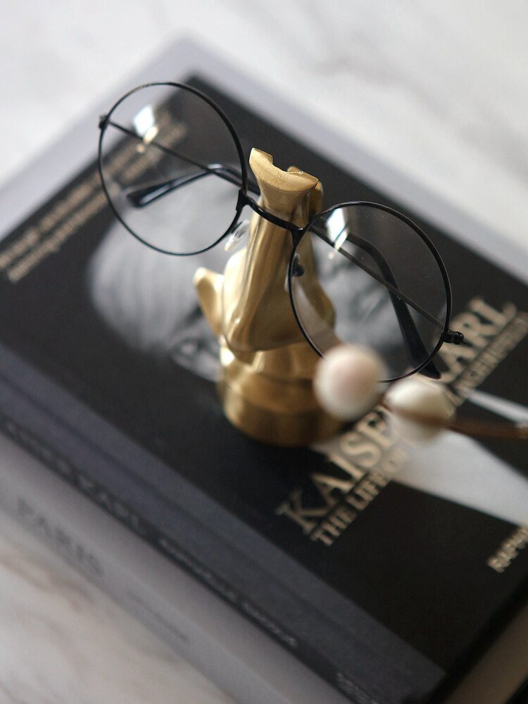 Hommfer – Décoration Métallique Dorée Forme Nez et Lunettes Oppa