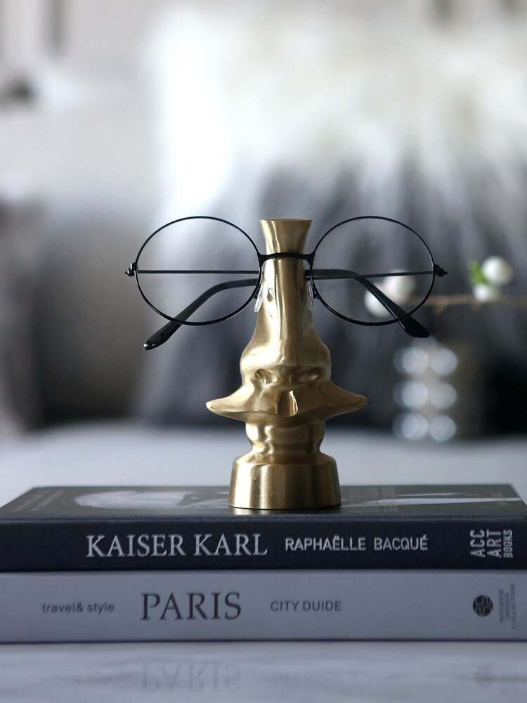 Hommfer – Décoration Métallique Dorée Forme Nez et Lunettes Oppa