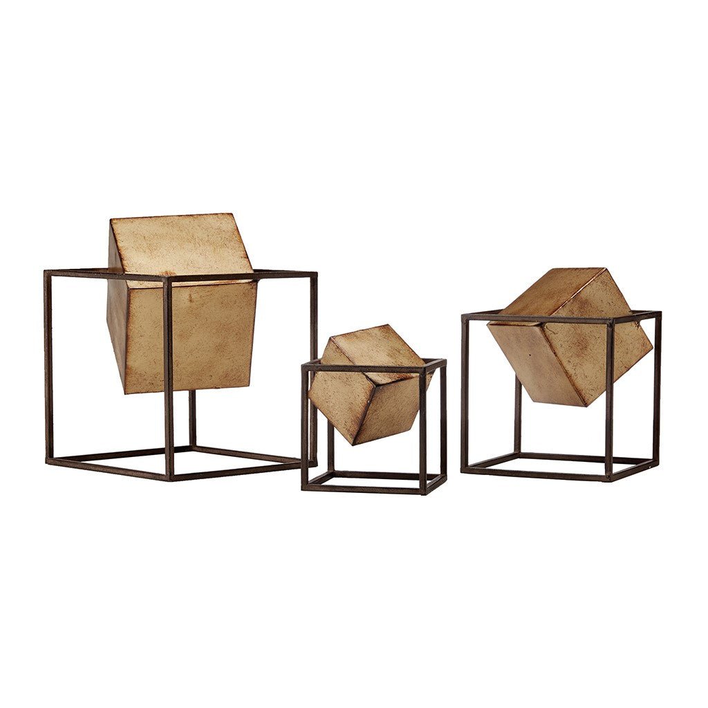 Hommfer – Ensemble Déco Cubes Dorés x3