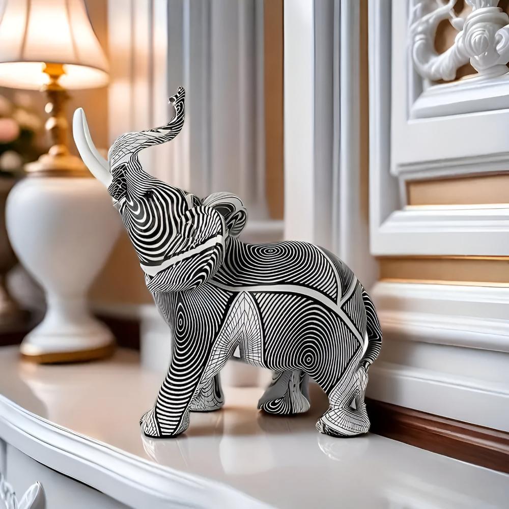Hommfer - Figurine Éléphant Spirale Noir et Blanc