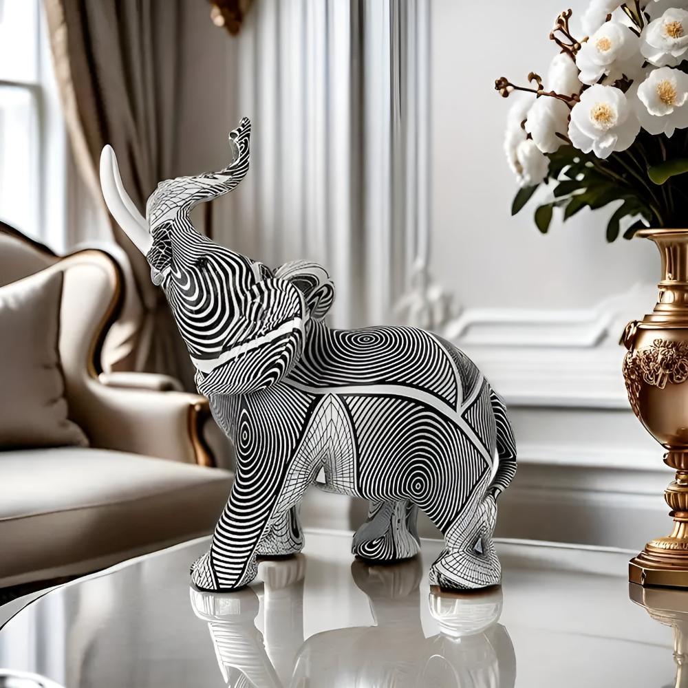 Hommfer - Figurine Éléphant Spirale Noir et Blanc