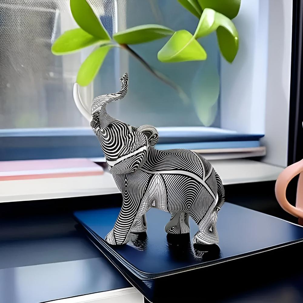 Hommfer - Figurine Éléphant Spirale Noir et Blanc
