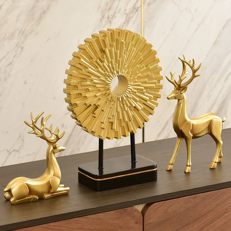 Hommfer – Figurine Ronde Dorée en Résine