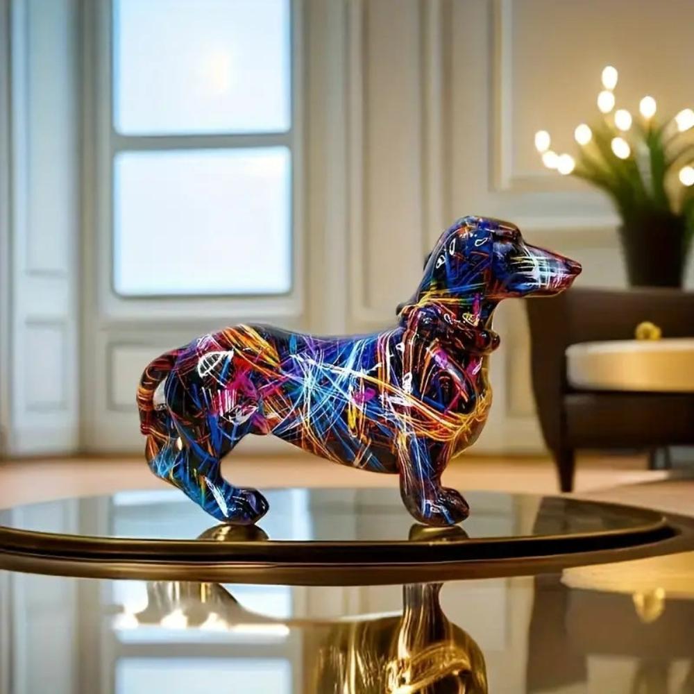 Hommfer – Figurine Teckel Moderne en Résine