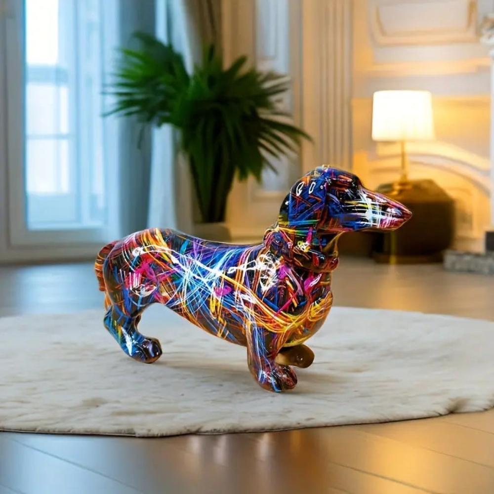 Hommfer – Figurine Teckel Moderne en Résine
