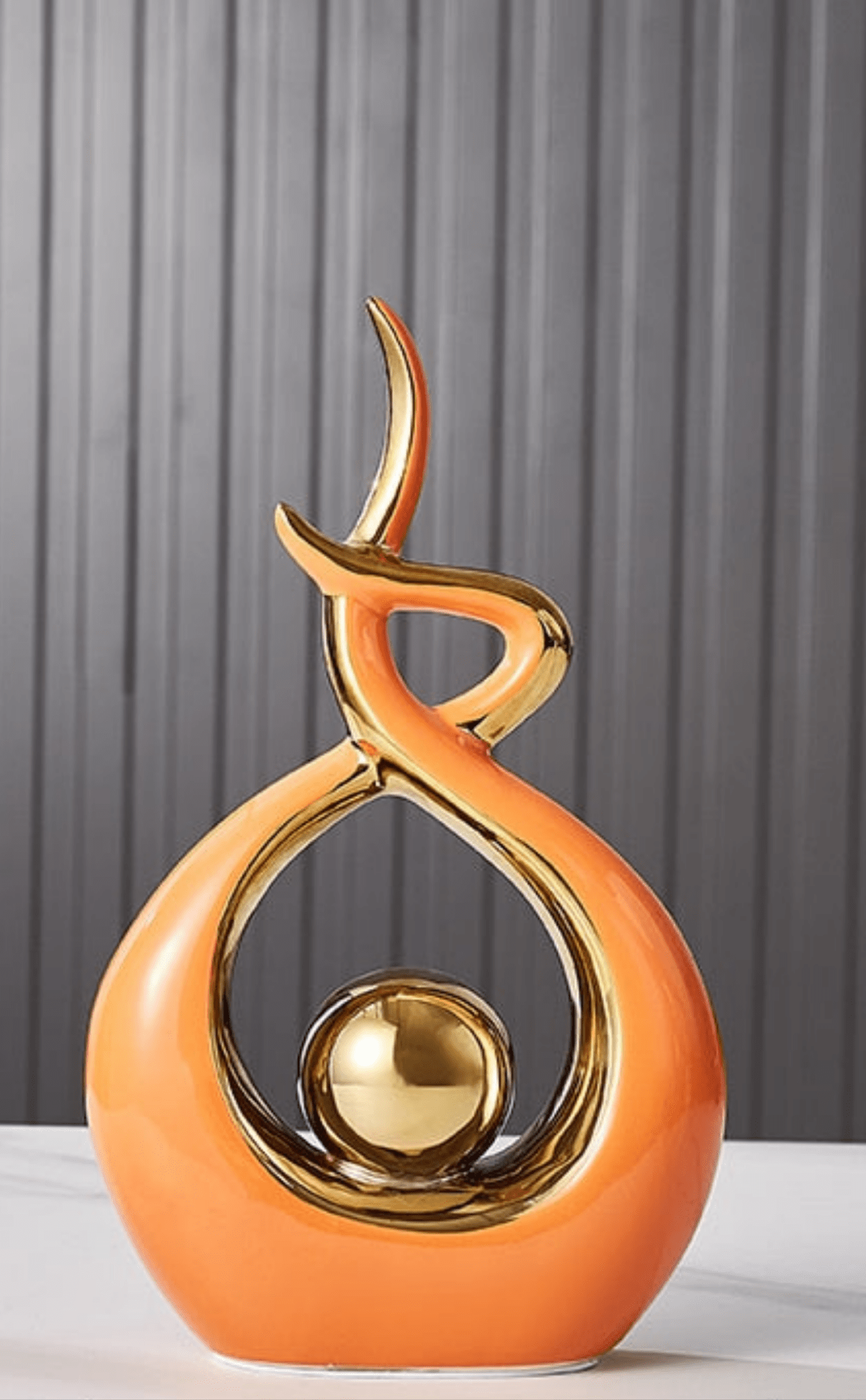 Hommfer - Sculpture Céramique Abstraite Dorée