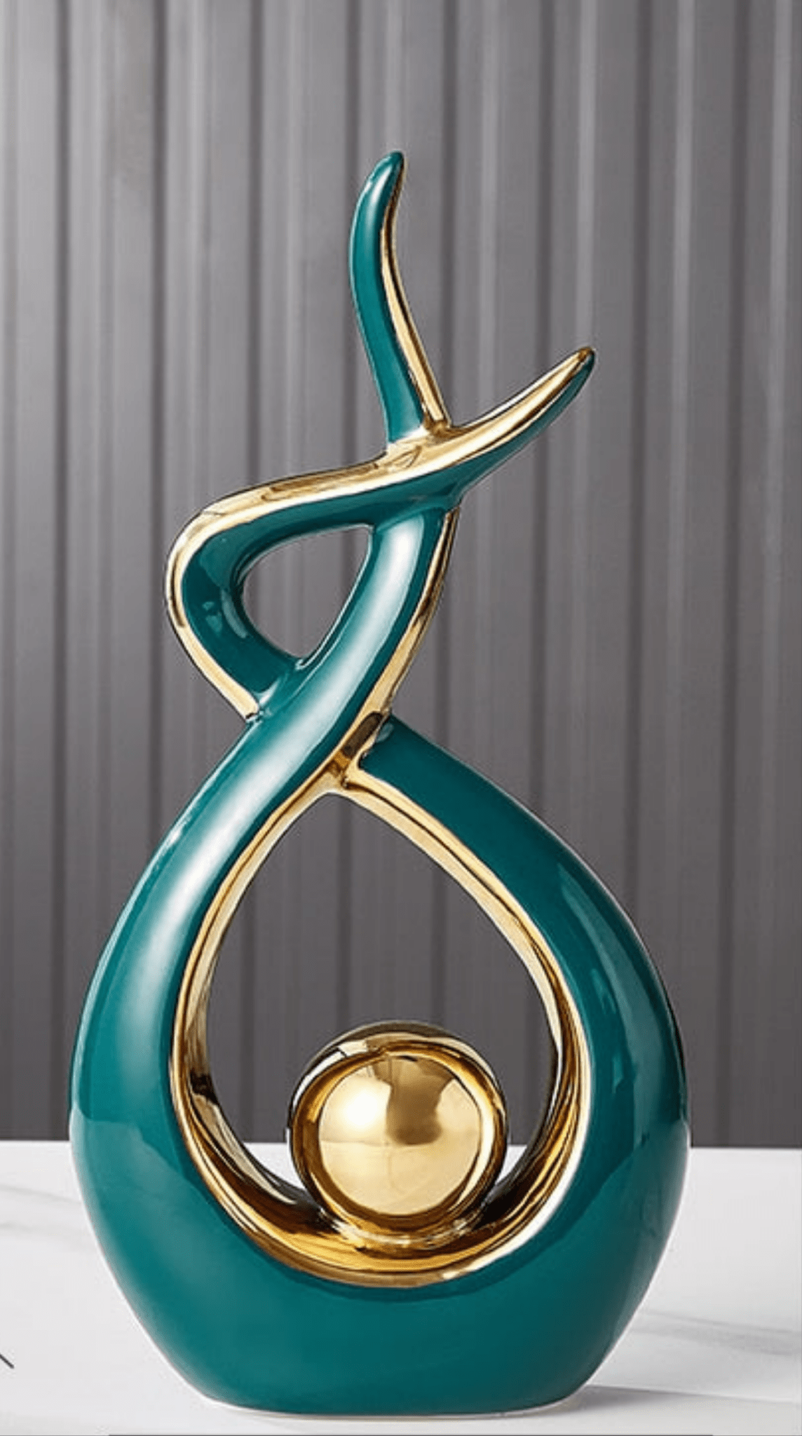 Hommfer - Sculpture Céramique Abstraite Dorée