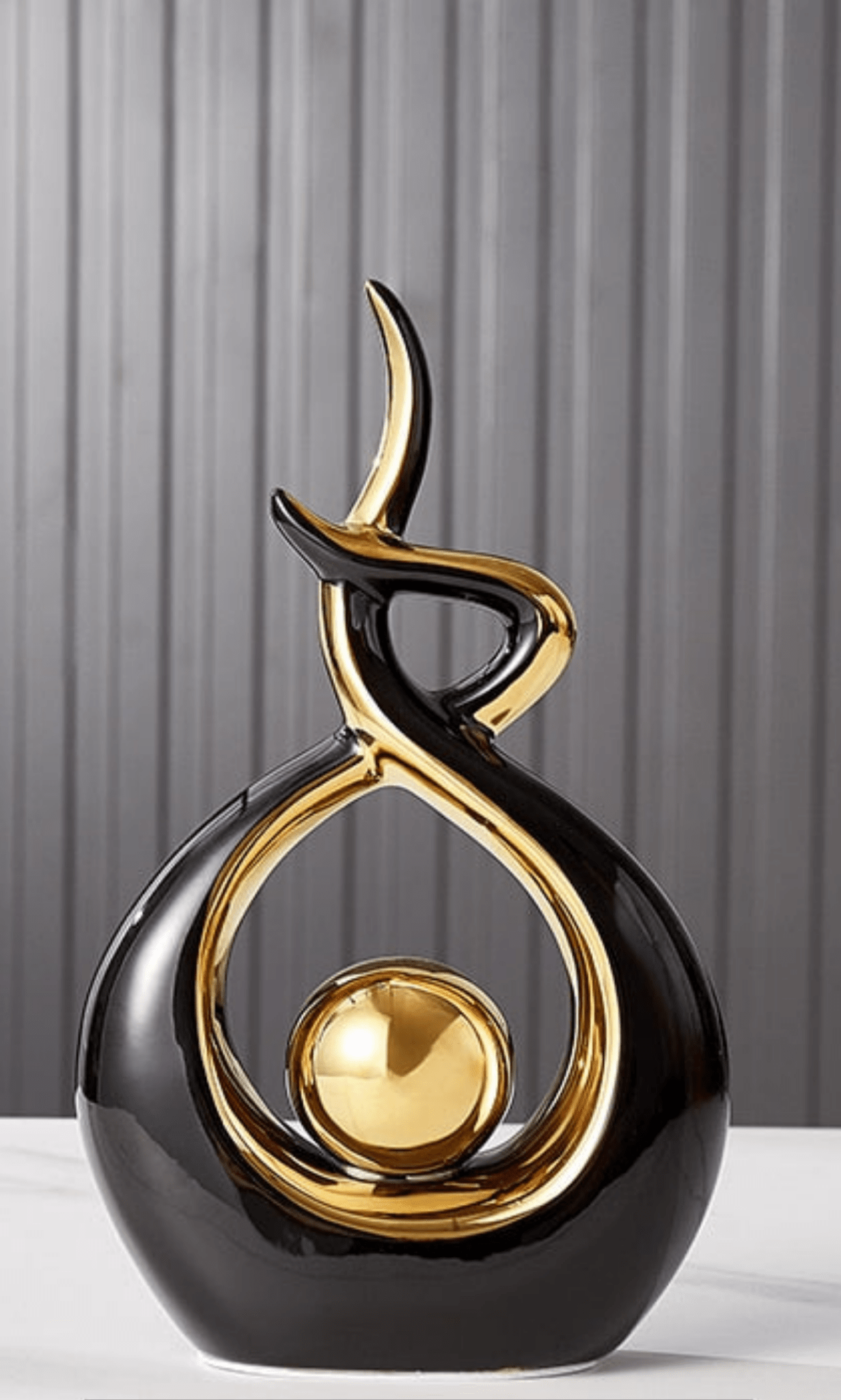 Hommfer - Sculpture Céramique Abstraite Dorée