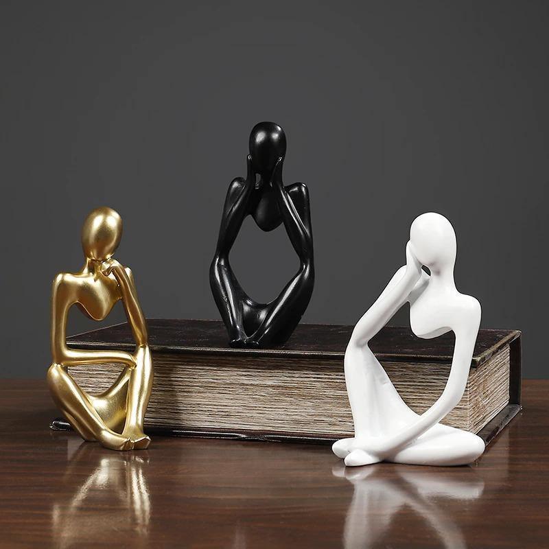 Hommfer – Sculpture Minimaliste du Penseur à l'Élégance Moderne