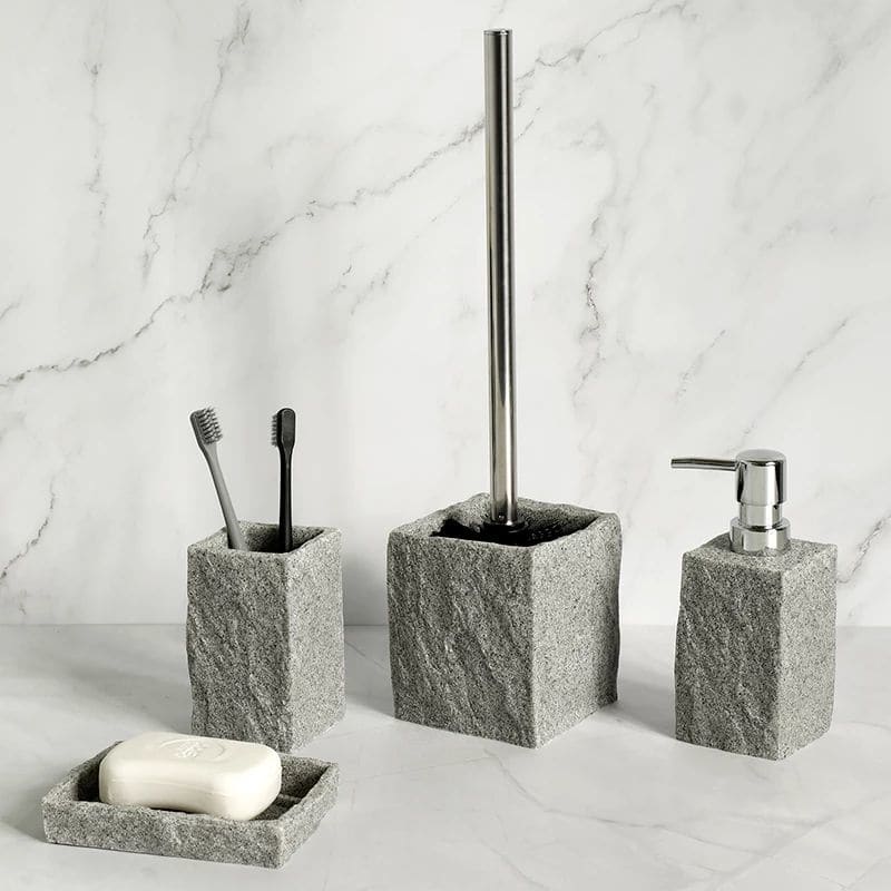 Hommfer – Set d'Accessoires Effet Granite pour Salle de Bains