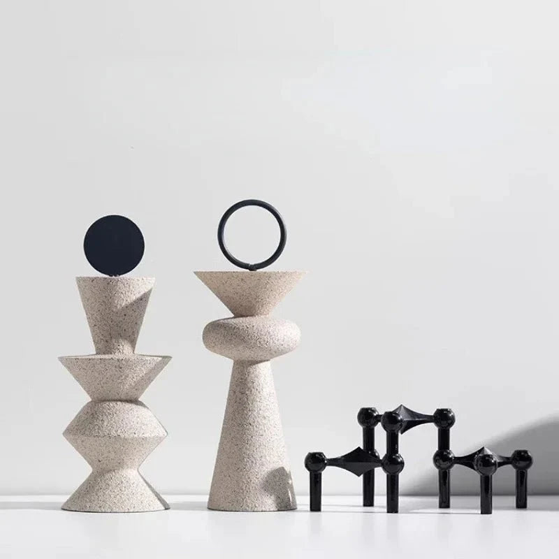 Hommfer – Statue Géométrique en Résine Sableuse Décorative